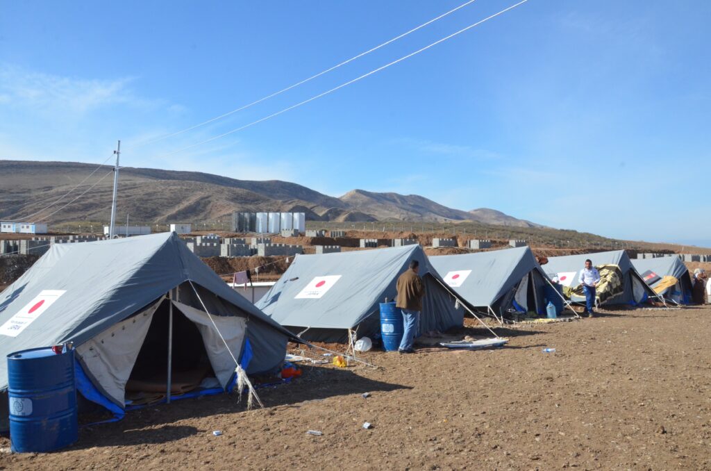 Tents donated by the Japanese government to Syrian refugees in Basirma Camp in Erbil governorate in northern Iraq. © IOM 2014