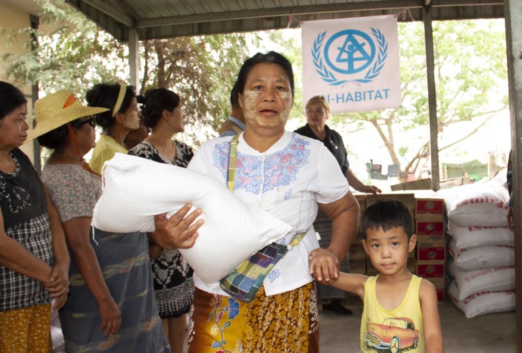 The UN-Habitat program supported earthquake-affected communities in Mandalay with immediate aid and began early recovery coordination efforts. Photo Credit: UN Myanmar